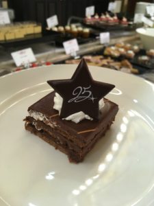 Disney 25th anniversary chocolate cake dessert at Plaza Gardens